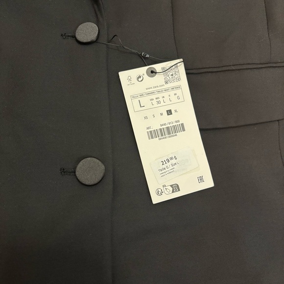 NWT ZARA STRAIGHT CUT DOUBLE BREASTED WOOL BLEND BLACK Blazer - Picture 3 of 11